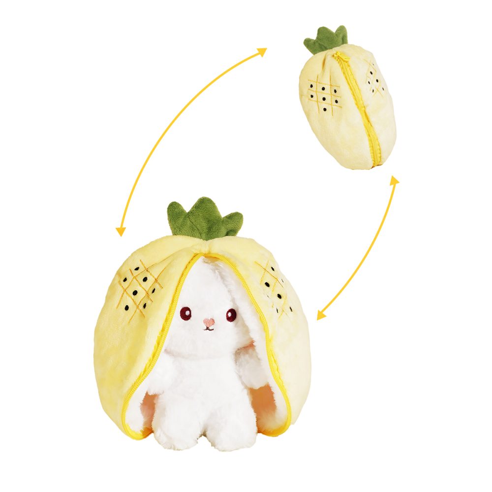 MAKBAK 25cm Reversible Pineapple Yellow Floppy Ear Bunny Plush Toy-2